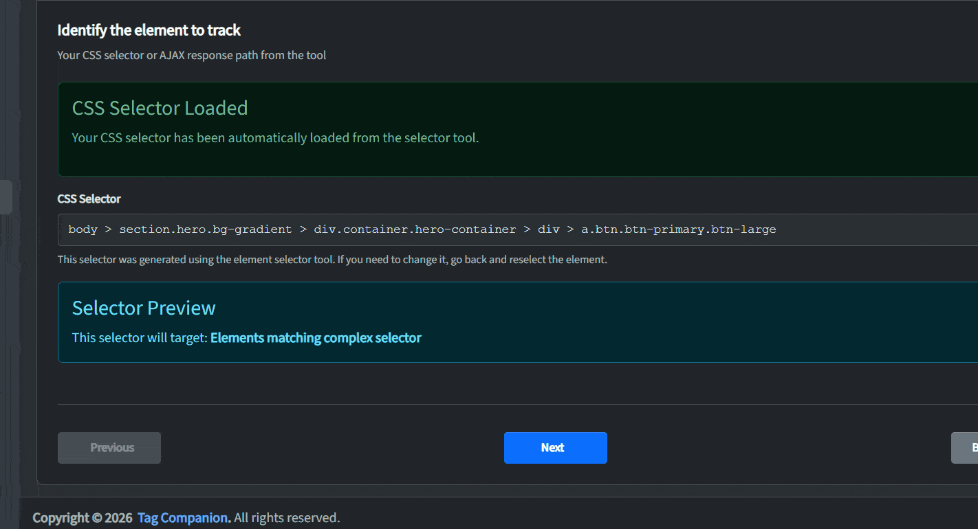Clicking elements to capture selectors and configure GA4 events
